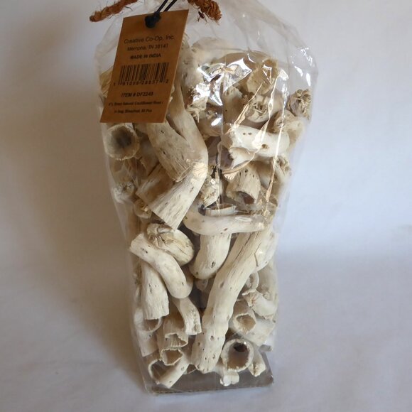 NEW 4” 80 PIECES DRIED NATURAL DECORATIVE BLEACHED CAULIFLOWER ROOT JAR FILLER - Picture 2 of 9
